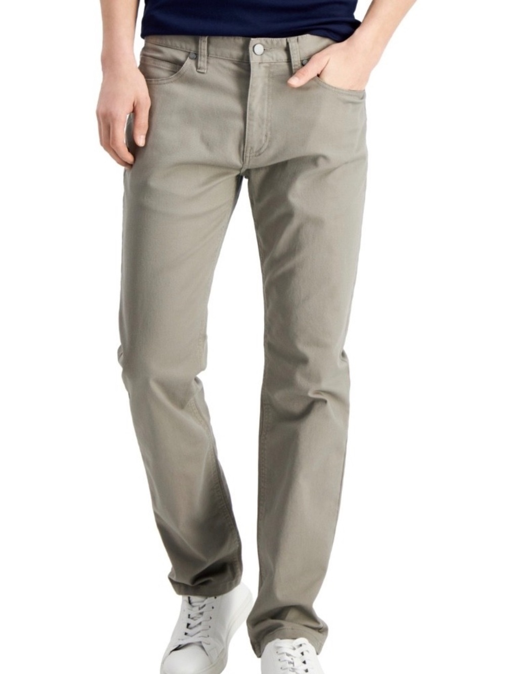 Alfani | Mens Straight Leg Pants Wallstreet Grey Cotton Stretch 36x32
